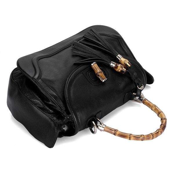 1:1 Gucci 240241 New Bamboo Large Top Handle Bags-Black - Click Image to Close